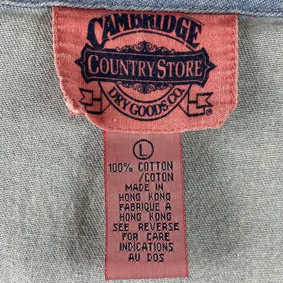 Vintage Chambray Poet Artist Blouse Size L Blue Southwest Western Country Drama - Picture 4 of 7